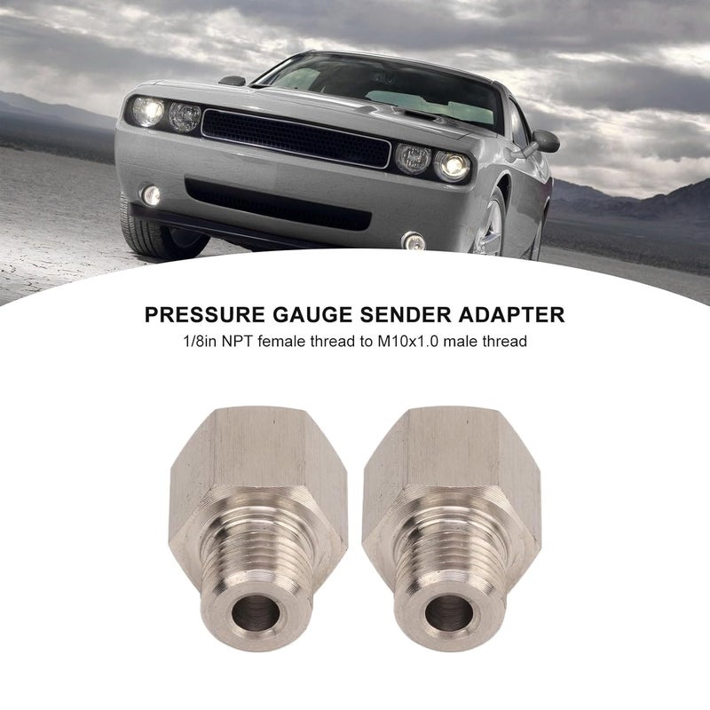 OUKENS 1/8in NPT Female to M10 X 1.0 Male Pressure Gauge Sender Adapter, Oil Pressure Gauge Sensor Adapter, Stainless Steel Leakproof Pressure Sensors Universal for Cars - Image 1